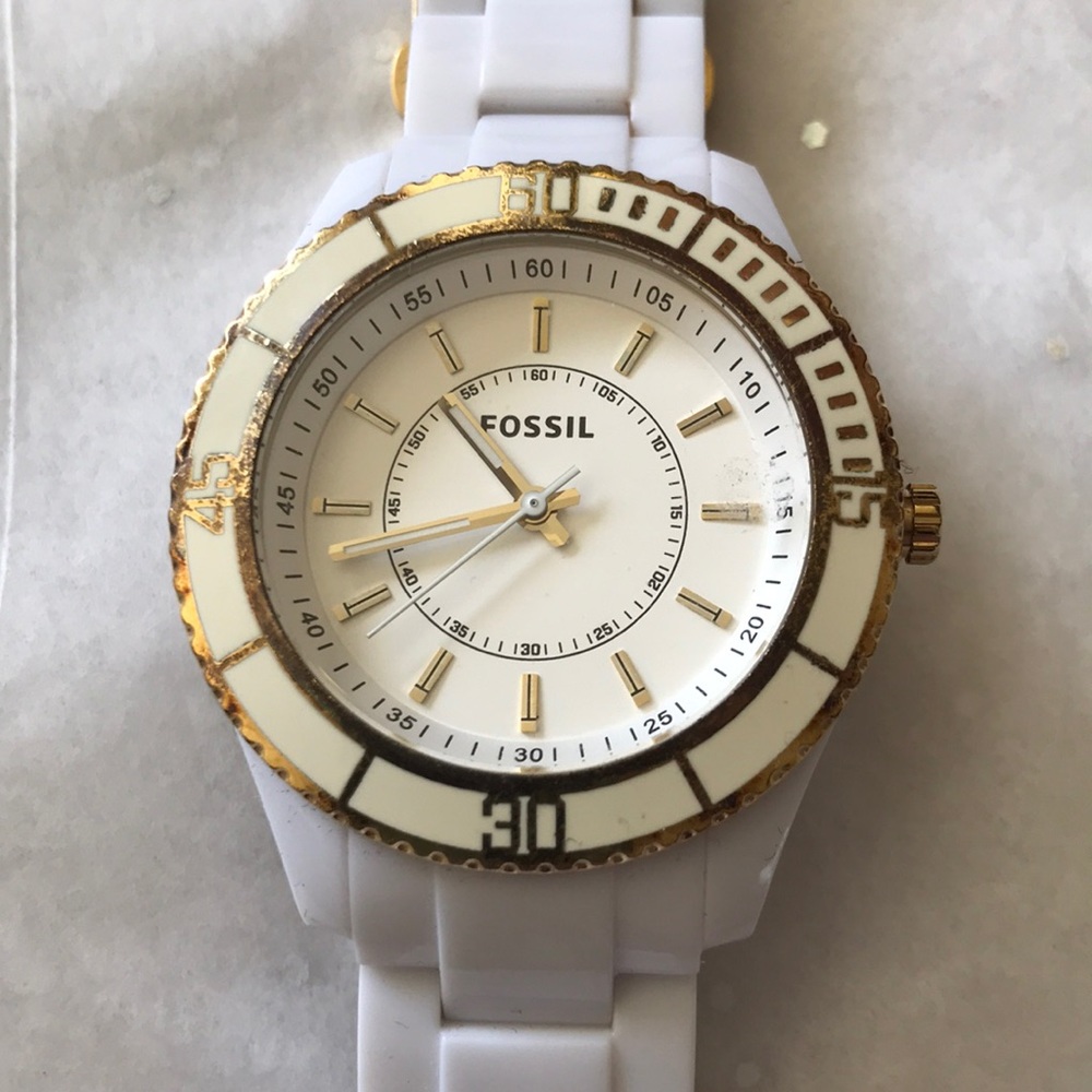 White Fossil Stella ES2542 Acrylic and Enamel